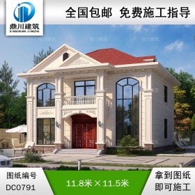 二層帶陽臺復(fù)式別墅施工圖紙及效果圖_新農(nóng)村自建房設(shè)計(jì),鼎川建筑