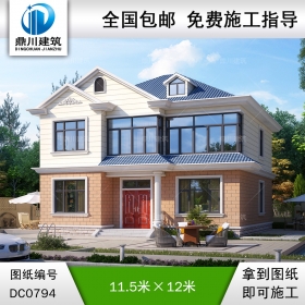 簡約二層帶陽臺別墅圖紙及效果圖_農(nóng)村兩層自建房設(shè)計(jì),鼎川建筑
